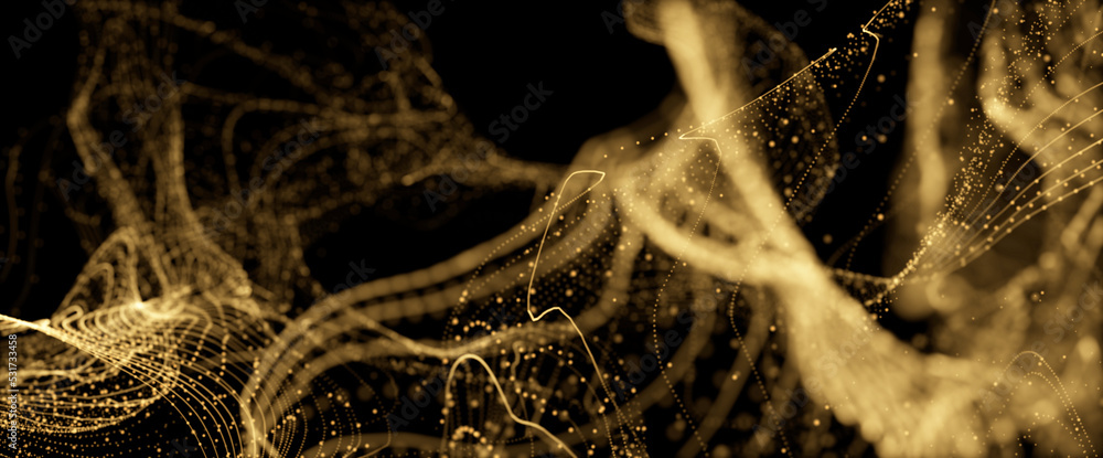 Naklejka premium Digital technology background. Dynamic wave of glowing points. Futuristic background for presentation