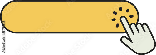 Bilde på lerret Click here button with hand clicking icon