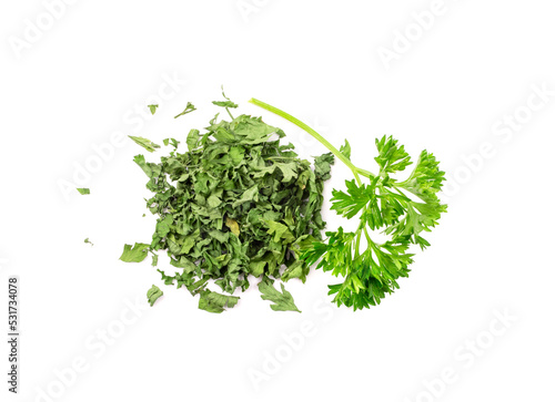 Dry Parsley Leaves Isolated, Crushed Cilantro Leaves Heap