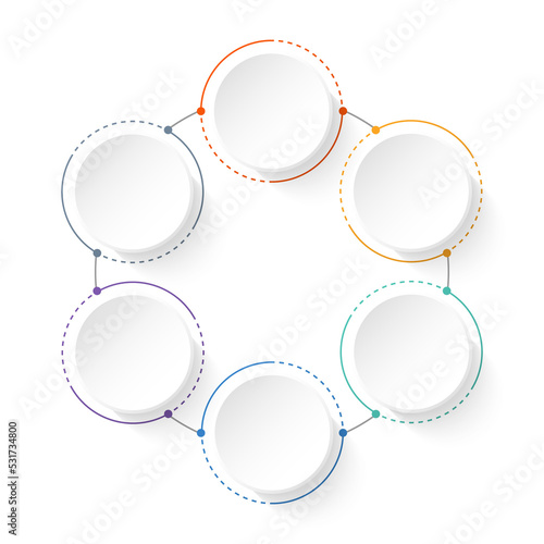 Basic circle infographic with 6 steps, process or options.