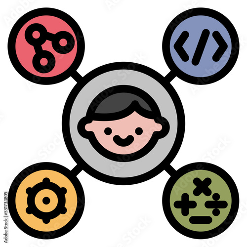 stem icon line color vector illustration