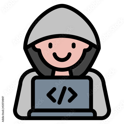 programmer icon line color vector illustration