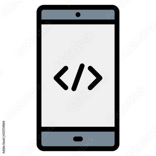 smart phone icon line color vector illustration