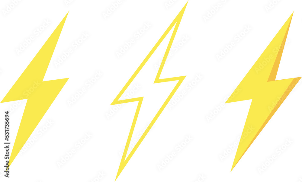 Lightning bolt icons set, thunderbolt sign or flash symbol. Isolated on grey background. vector illustration Lightning bolt icons set, thunderbolt sign or flash symbol. Isolated on grey background. vector illustration