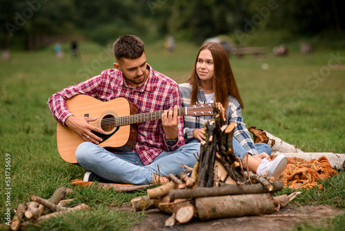 Romantic music and happy young couple relationships. Love story.