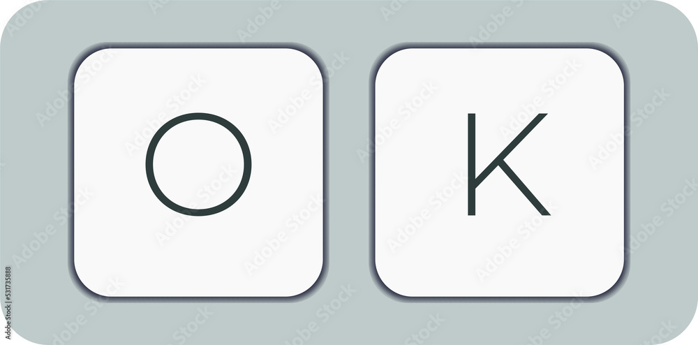Computer keyboard key with key ok. Keyboard keys icon button Computer keyboard key with key ok. Keyboard keys icon button