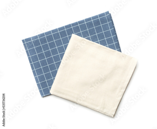 Folded napkins isolated on white background, top view
