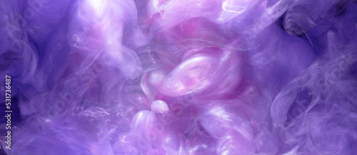 Purple lilac multicolored smoke abstract background, acrylic paint underwater explosion