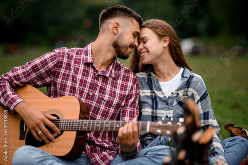 Close-up of couple in love on romantic date at the park