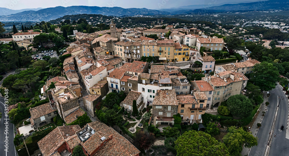 Fototapeta premium Panoramic view from above to the nice old village Mougins Southern France