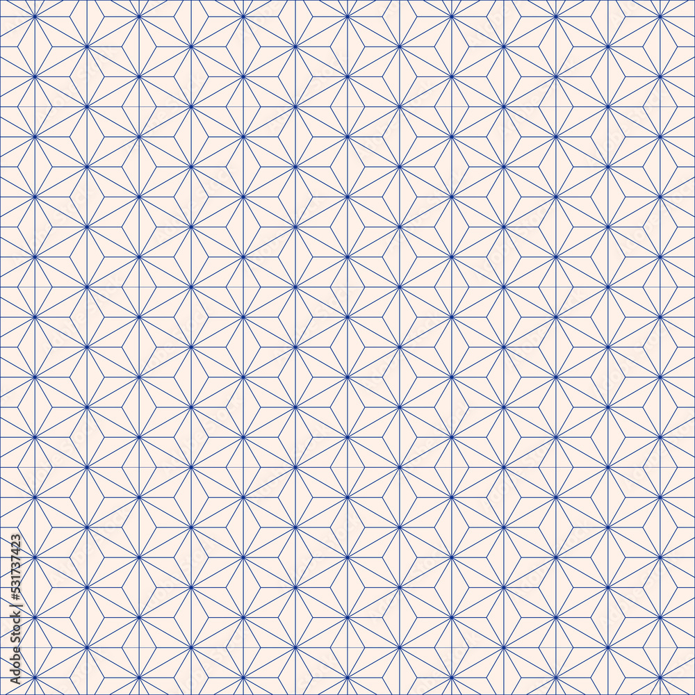 Geometric Flower Hexagon Polygon Blue Line Pattern