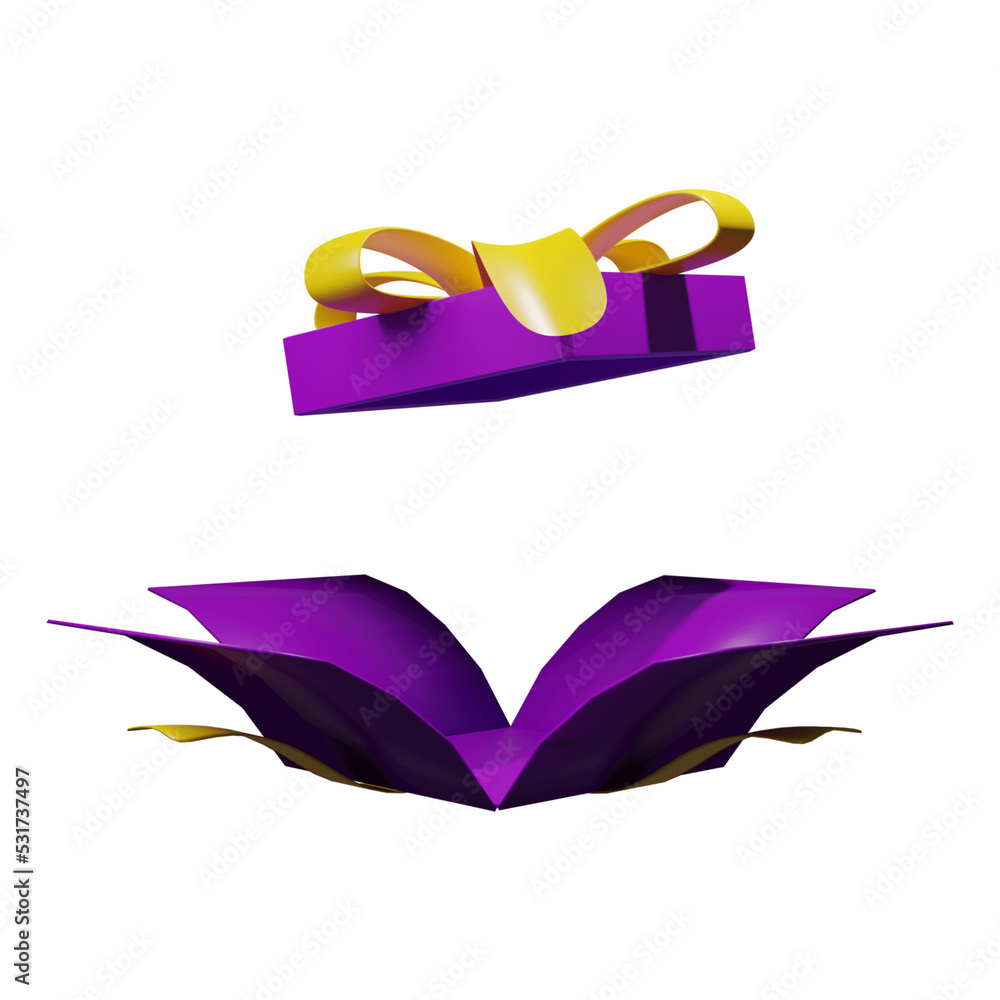 3d rendering of opened surprise gift box
