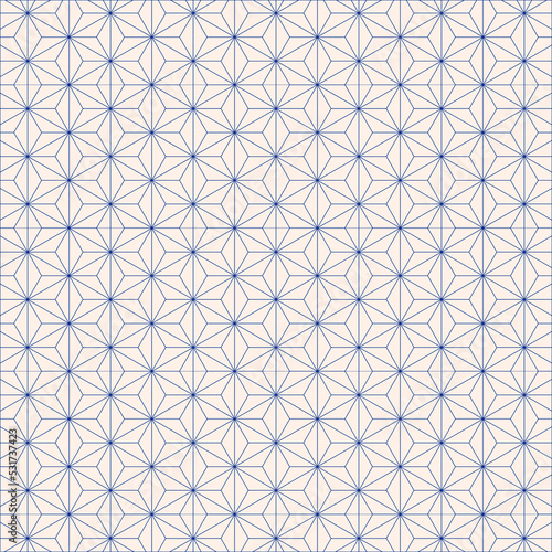 Geometric Flower Hexagon Polygon Blue Line Pattern