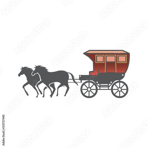 horse carriage illustration vector clipart design