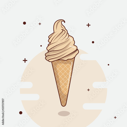 Ice cream template in cartoon design with cone vector illustration
