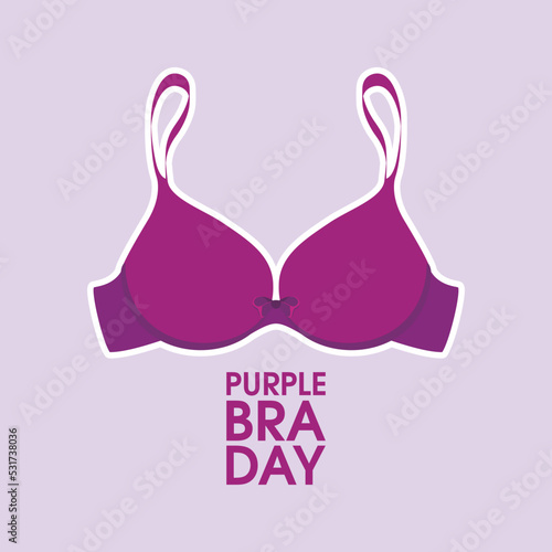Purple Bra Day vector. Breast cancer awareness vector. Beautiful violet bra with bow icon vector. Important day