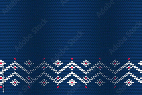 Knitted seamless border. Vector knitted texture