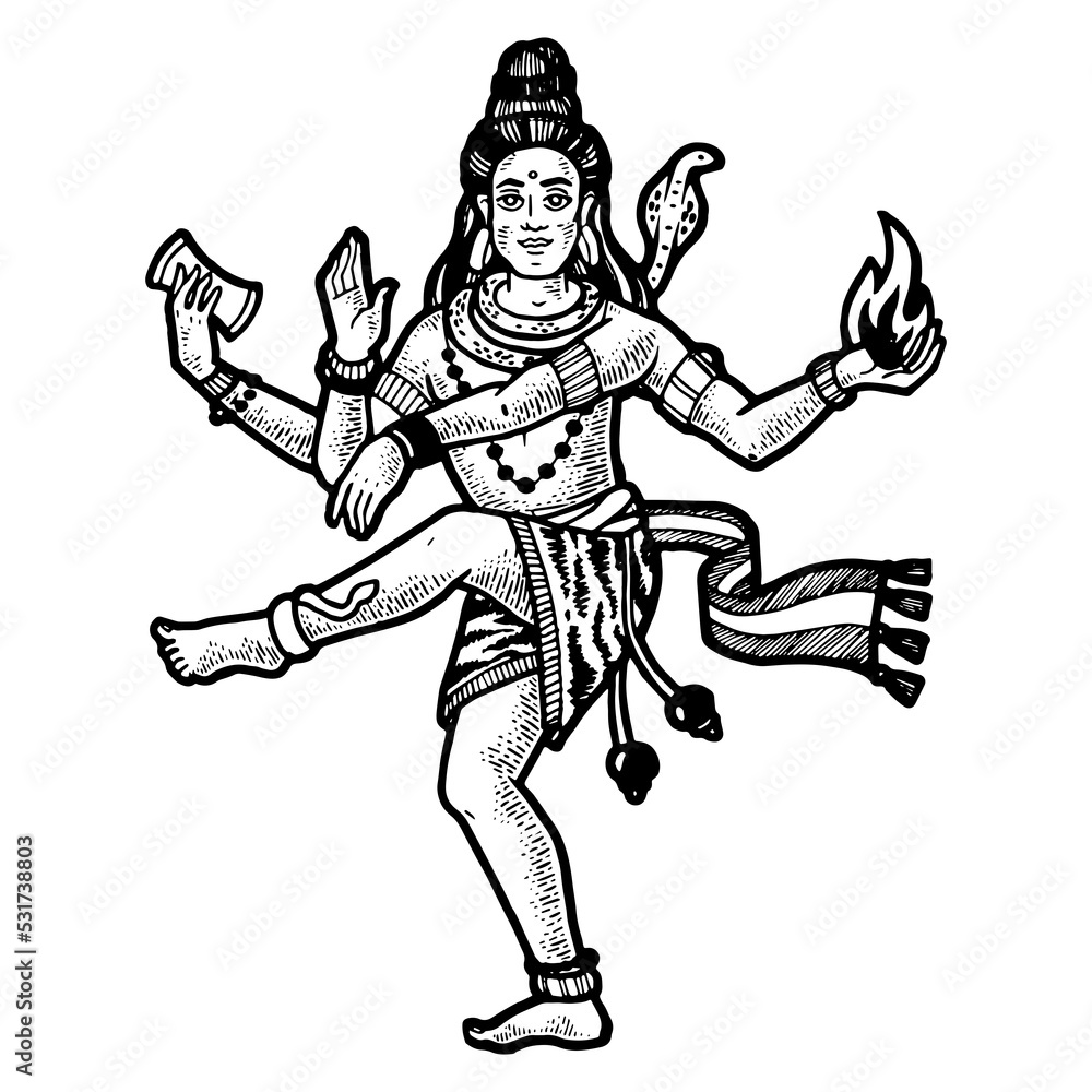Shiva indian god engraving PNG illustration with transparent background