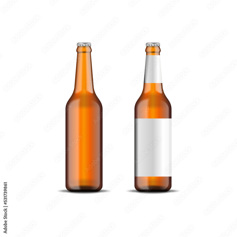 blank beer bottle for mockup on transparent background