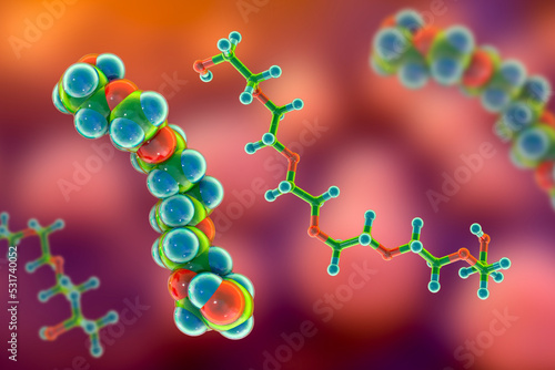 Hexaethylene glycol molecule, 3D illustration