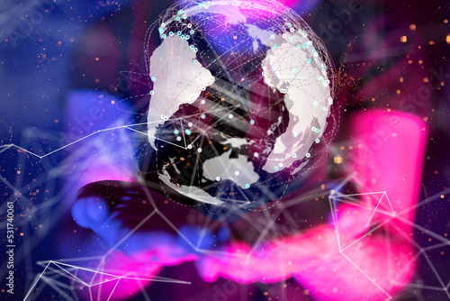 world Global network. Block...