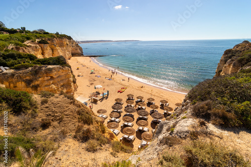 Tremoços beach, in the village of Armação de Perâ, during a magnificent summer day, Algarve, Portugal
