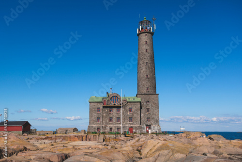 Bengtsk  r Lighthouse  summer view of Bengtskar island in Archipelago Sea  Finland  Kimito  n  Gulf of Finland sunny day