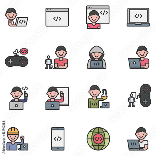 kids coding icon vector , studying, game, development, robotics