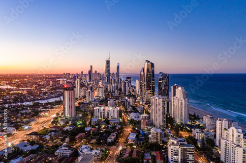 Sunset view of Surfers Paradise on the Gold Coast © Zstock