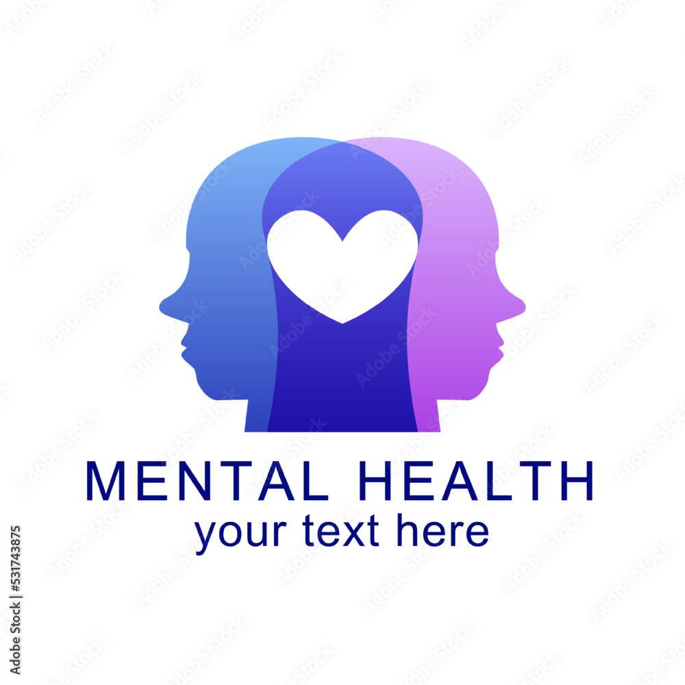 Mental health logo isolated on white background, creative mind for psyhology, medical. Vector 10 eps