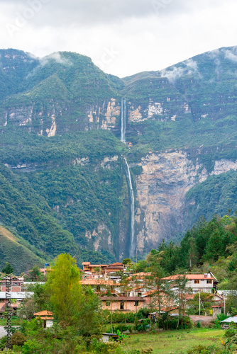 amazing view of gocta waterfall in peru photo