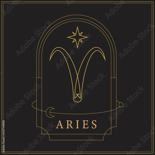 Aesthetic Aries Zodiac Sign Symbol Logo