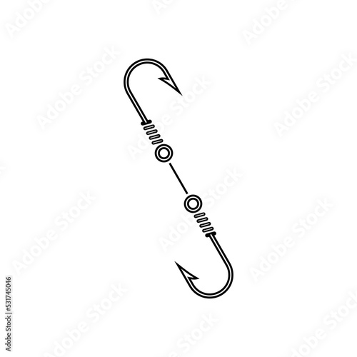 Fishing hook logo. Letter S hook fishing logo icon isolated on white background