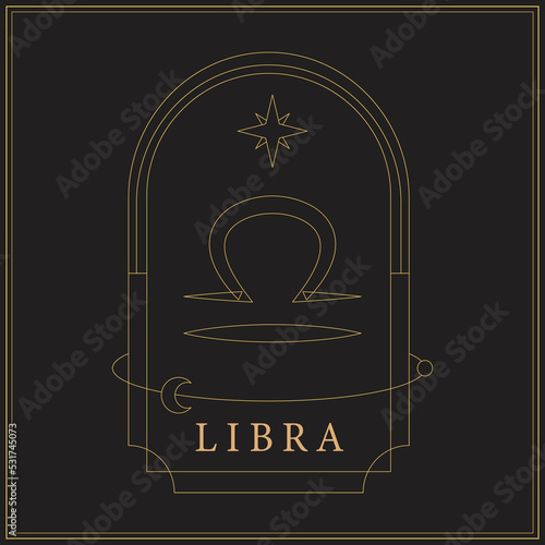 Aesthetic Libra Zodiac Sign Symbol Logo
