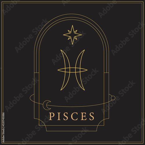 Aesthetic Pisces Zodiac Sign Symbol Logo