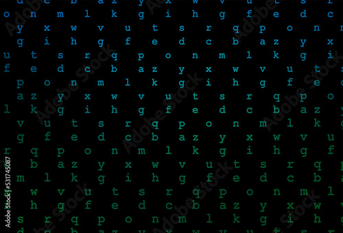 Dark blue, green vector template with isolated letters. © Dmitry