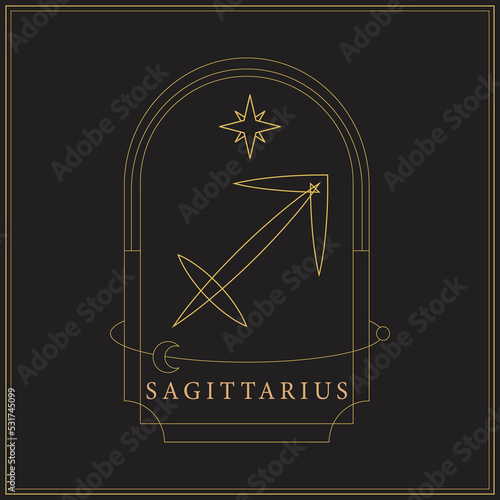 Aesthetic Sagittarius Zodiac Sign Symbol Logo