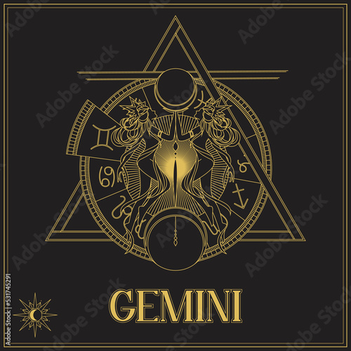 Aesthetic Gemini Zodiac Sign Symbol Logo