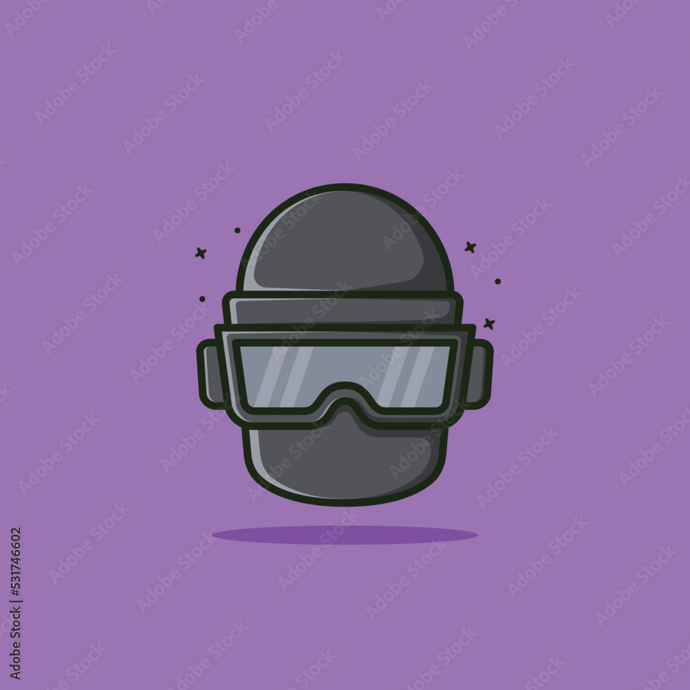 Steel helmet full face pubg vector illustration with purple background Steel helmet full face pubg vector illustration with purple background