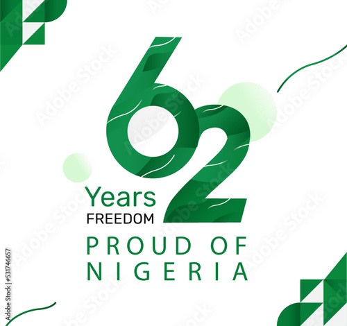 Logo design 62th the National Day of Nigeria,happy independence day Republic Federation of Nigeria