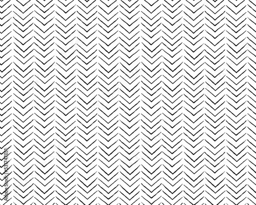 Hand crafted Black and white ethnic, geometric seamless pattern. Vector scandinavian background with brush ink zigzag. Simple pattern. Perfect for fabric, wrapping paper, textile, home decor