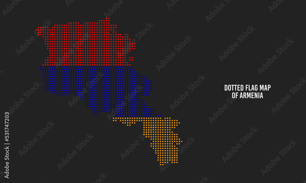 Dotted Flag Map of Armenia Vector Illustration