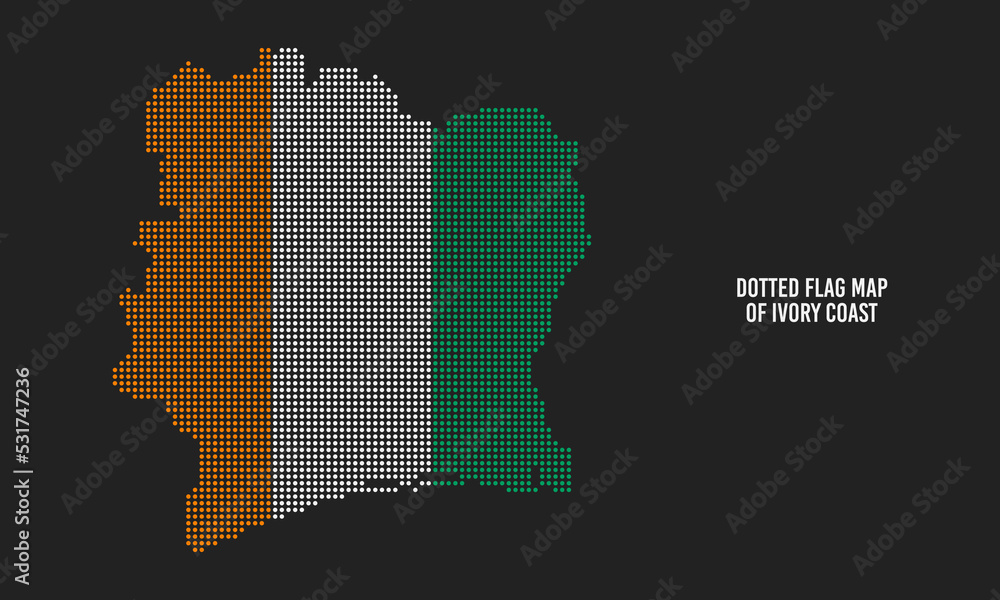 Dotted Flag Map of Ivory Coast Vector Illustration