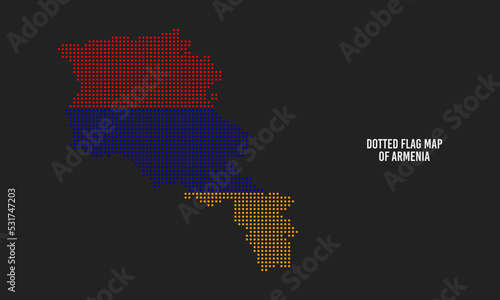 Dotted Flag Map of Armenia Vector Illustration