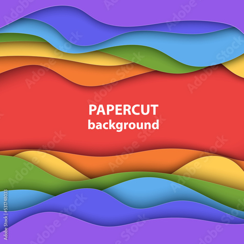 Vector background with LGBT flag, gay culture colors paper cut shapes. 3D abstract paper art style, design layout for business presentations, flyers, posters, prints, decoration, cards, brochures