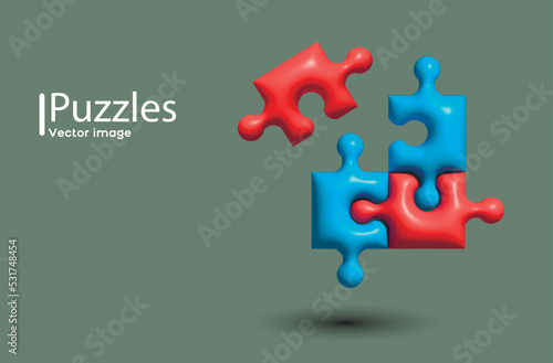 3d puzzles teamwork key element red blue