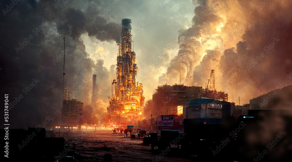 sci-fi futuristic scenery of the way to fantacy industrial buildings with planets in the sky on background 3d render. sci-fi futuristic scenery of the way to fantacy industrial buildings with planets in the sky on background 3d render.