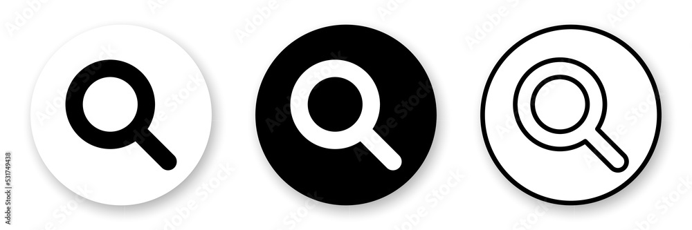 Search flat icons collection. Set of three variants in black and white colors. Best for web, polygraphy, mobile apps and UI design. Search flat icons collection. Set of three variants in black and white colors. Best for web, polygraphy, mobile apps and UI design.