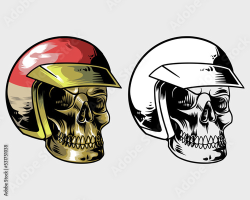 skull with helmet
