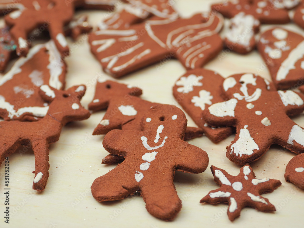 Full Frame Shot Of Gingerbread Cookies Full Frame Shot Of Gingerbread Cookies